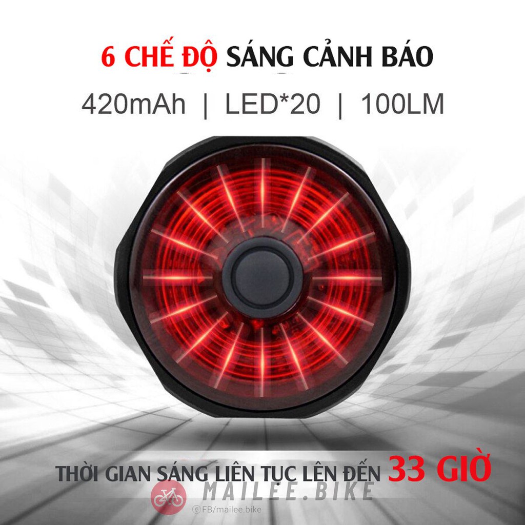 Đèn Led Cảnh Báo Nguy Hiểm Ban Đêm Gắn Đuôi Xe Đạp Chống Nước Sạc Điện Usb Có Cảm Biến Chuyển Động Thông Minh Cao Cấp