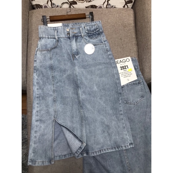 Chân Váy dài haiquang Lưng Cao Xẻ Tà Chân váy bò dài xẻ nắp túi Quyến Rũ Cho Nữ Mã 301-302 | BigBuy360 - bigbuy360.vn