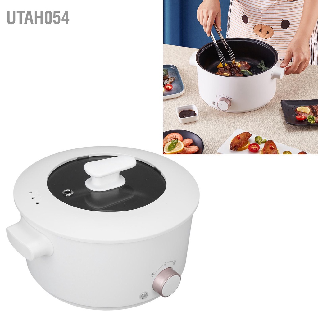 [Hàng Sẵn] Nồi Lẩu Điện Đa Năng Mini 3L Chống Dính Nấu Chiên Xào AU 220V【Utah054】