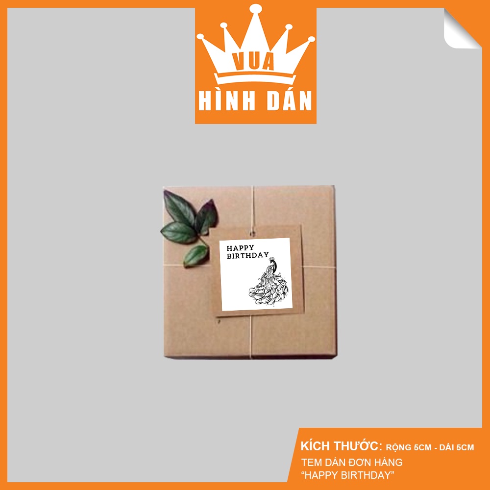 Set 50/100 sticker HAPPY BIRTHDAY  - nhãn dán lên hộp quà, gói quà hoặc túi đựng sản phẩm, kiện hàng )