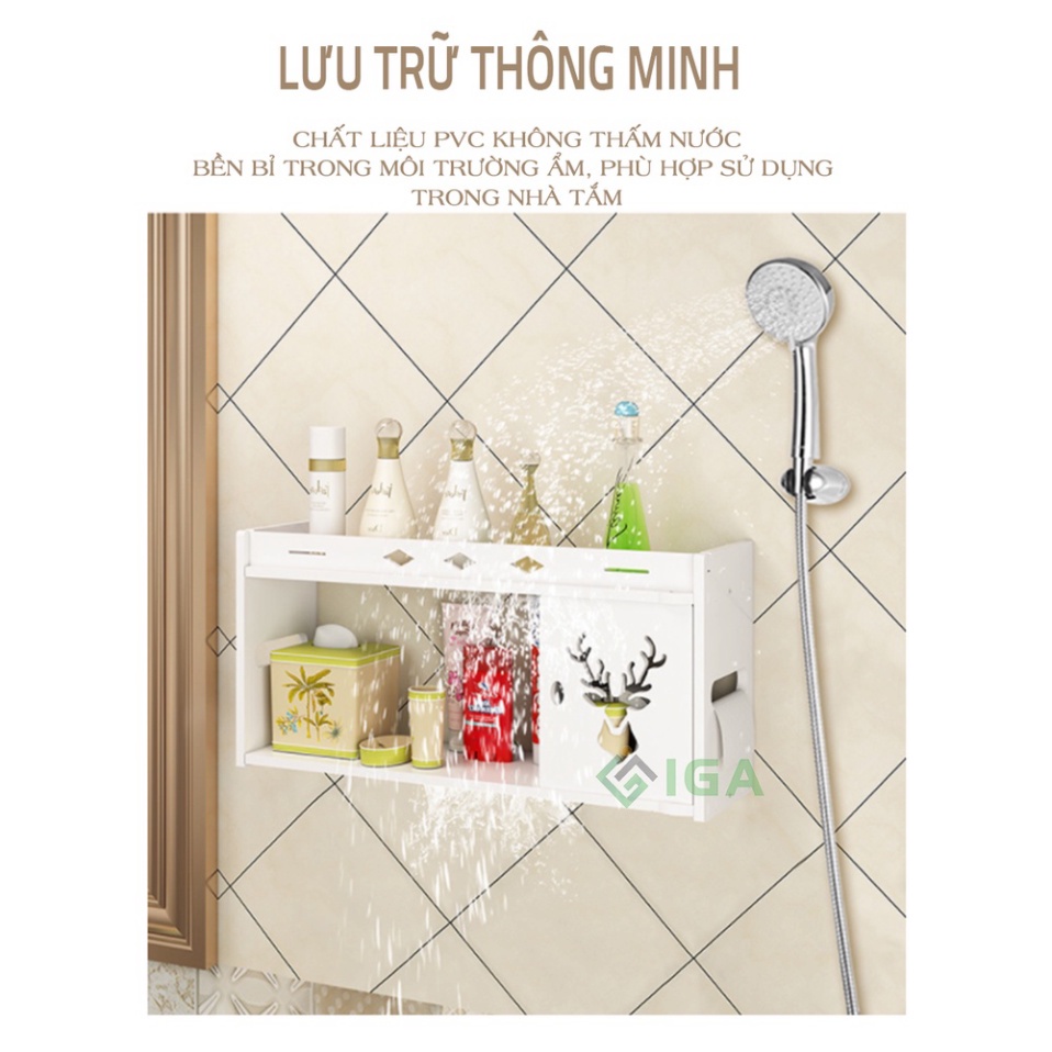 Kệ  nhà tắm treo tường IGA sắp xếp gọn gàng dụng cụ phòng tắm- IG393