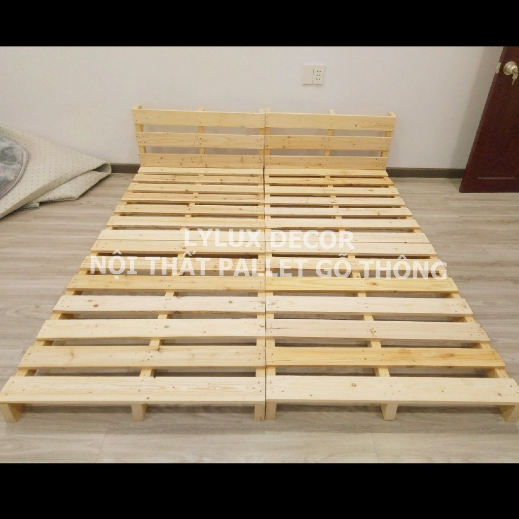 [MIỄN PHÍ SHIP]Giường pallet gỗ thông xu hướng đủ size từ 0,7m đến 2m4 / Giường ngủ pallet gỗ thông gấp gọn-Lylux decor