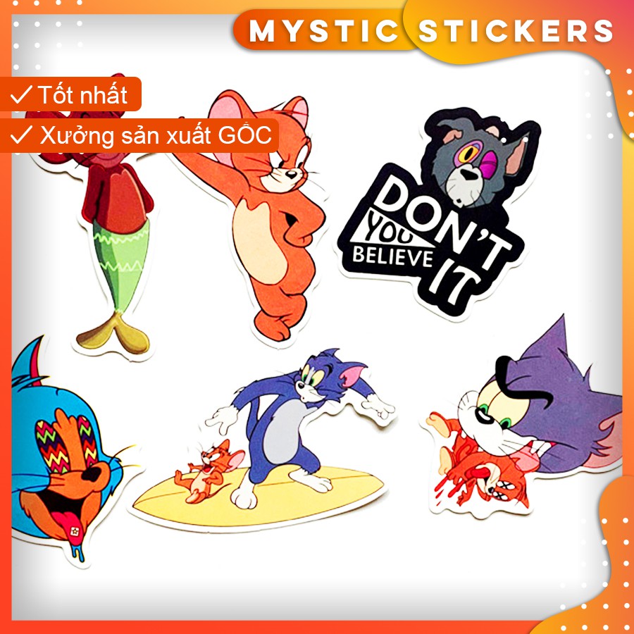 [TOM &amp; JERRY] 15 Sticker chống nước/ trang trí,dán xe laptop mũ bảo hiểm vali...