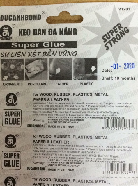 Keo dán đa năng super Glue Đức Anh - Tuýp 3G