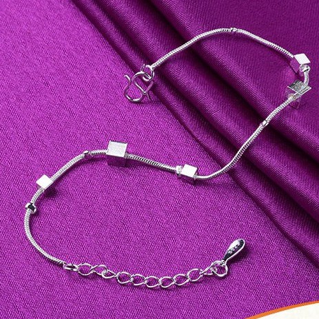 Lắc Chân Nữ Bạc 925 Thiết Kế Nhiều Hình Vuông Đan Xen Nhau Phong Cách Hàn Quốc UMI JL008