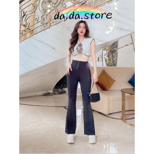 Quần ống loe cạp cao legging dáng dài, Quần legging nữ ôm ống loe dáng dài da.da.store 2003