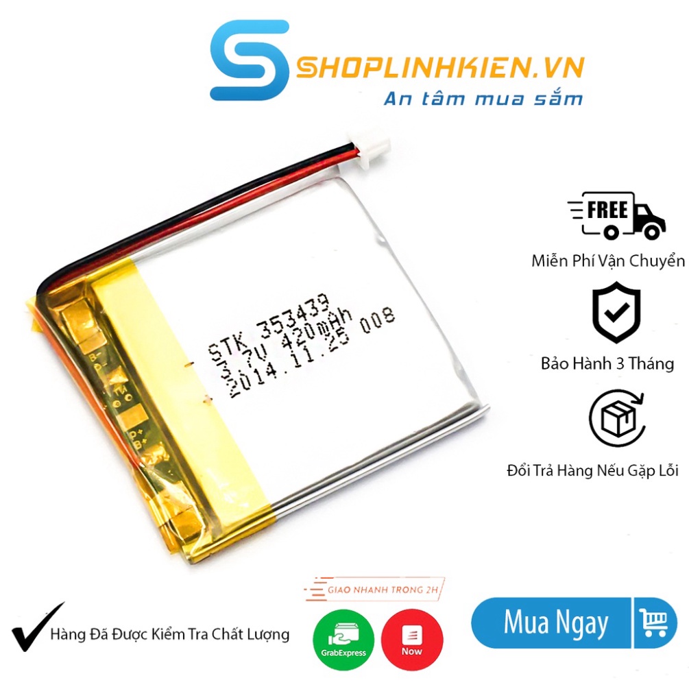 Pin 3.7V 420mAh 353439 39x34x3.5MM dành cho các trang bị cầm tay