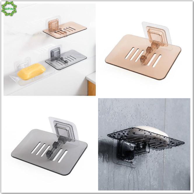 Cod Qipin 1pc Wall-mounted Drain Soap Box Bathroom Punch-free Toilet Single-layer Storage Rack Gadget