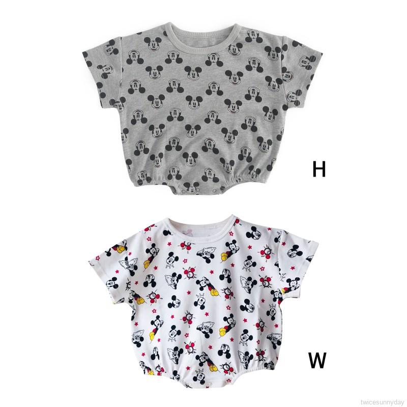 Bộ Áo Liền Quần Tay Ngắn In Hình Động Vật Xinh Xắn Dành Cho Trẻ Sơ Sinh