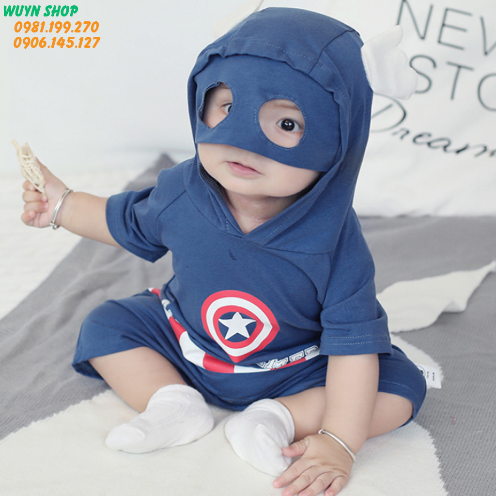 Bộ Siêu Nhân Hoạt Hình Cho Bé, Bộ Body Cộc Tay Siêu Anh Hùng Cho Bé