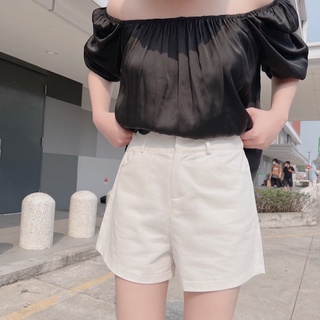 Quần Short Kaki Nữ Lưng Cao Ống Rộng