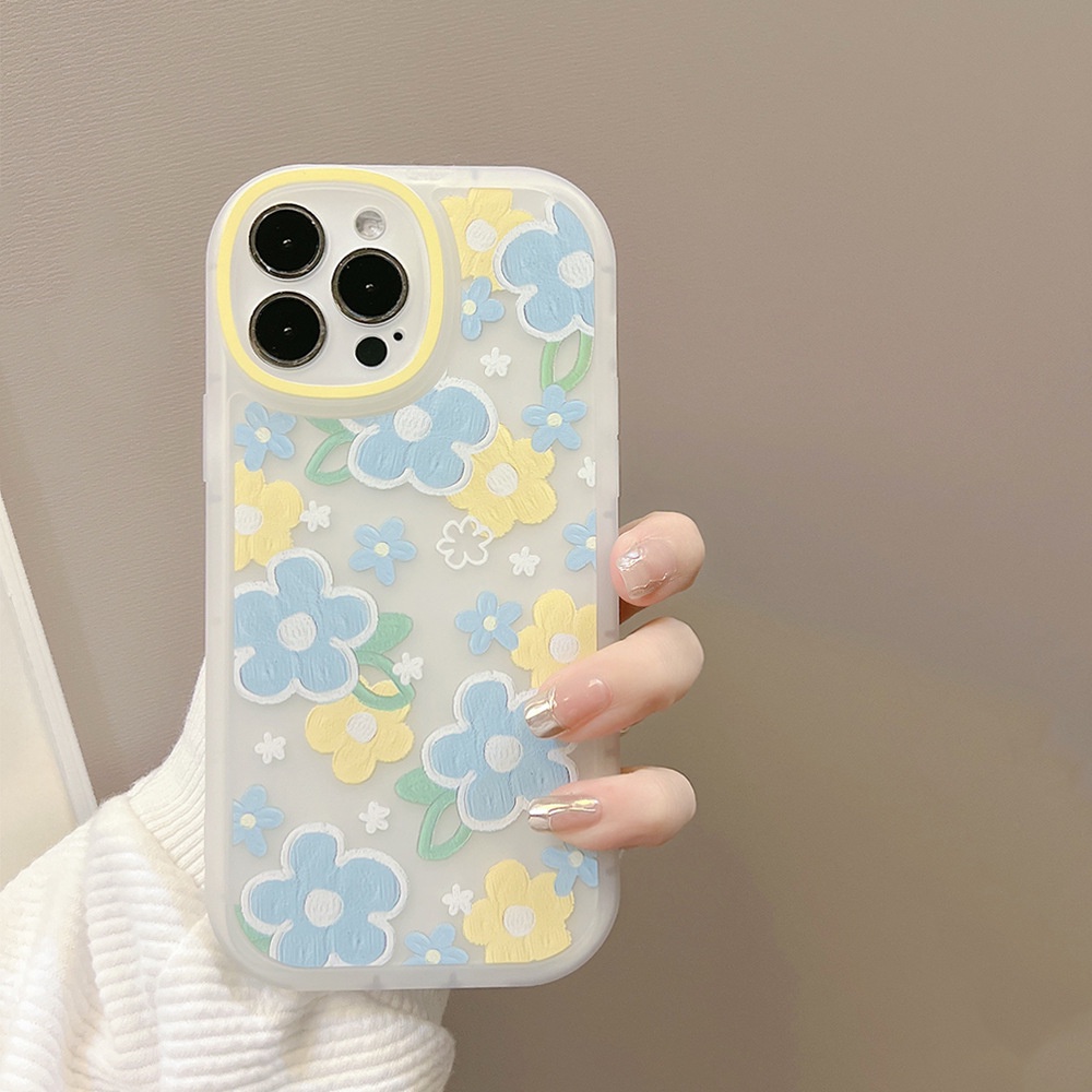 Ốp điện thoại TPU mềm dạng nhám họa tiết hoa mùa xuân thích hợp cho iphone 7 8 plus 11 pro max 12 mini 13 XR XS