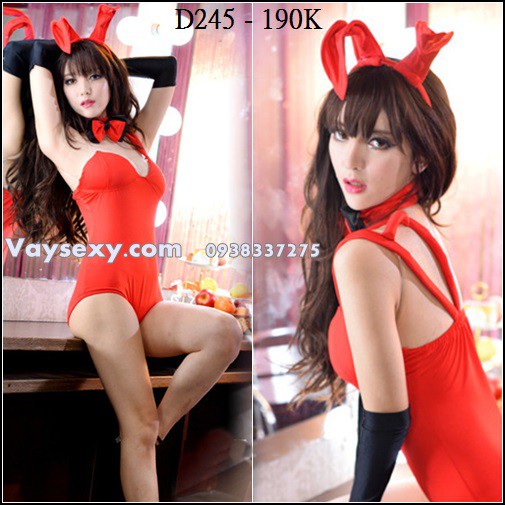 Set Cosplay Thỏ Đỏ Nóng Bỏng