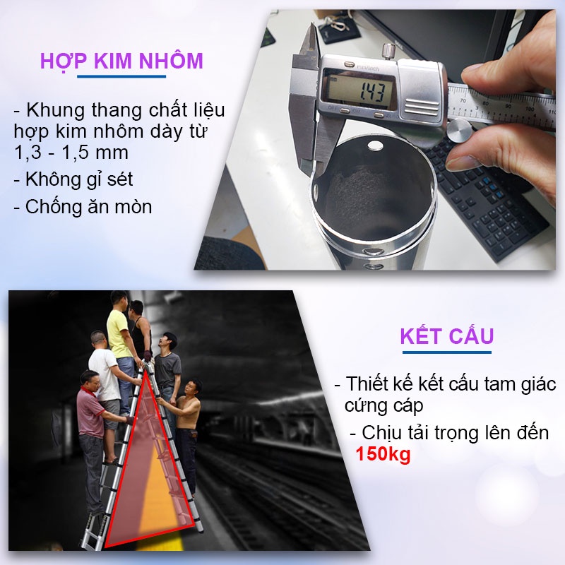 Thang nhôm rút chữ A ( 3m2 + 3m2 ) - Chính hãng NIKITA