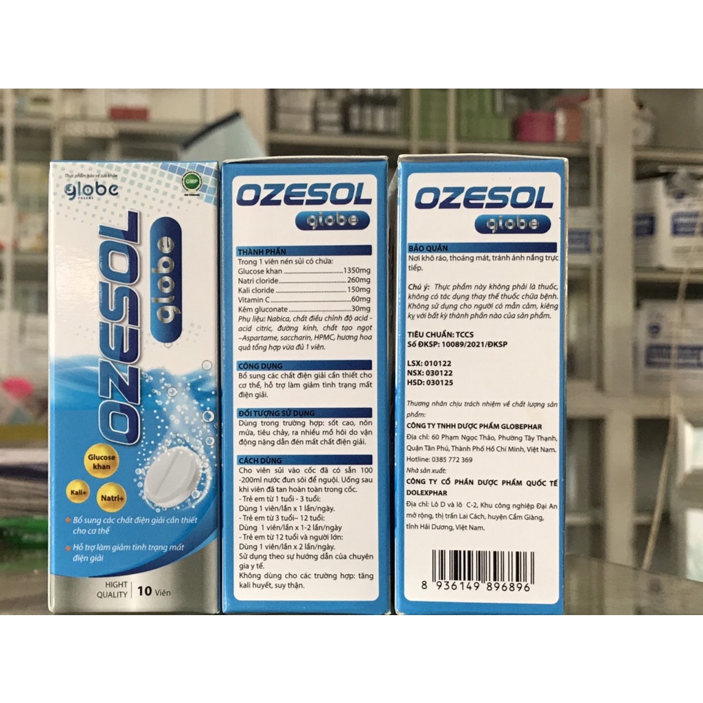 Viên sủi điện giải OSEZOL globe - Tuýp 10 viên