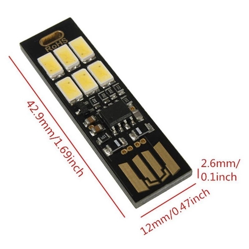 Đèn led 6 bóng cảm ứng siêu sáng có móc khóa dành cho pin sạc dự phòng