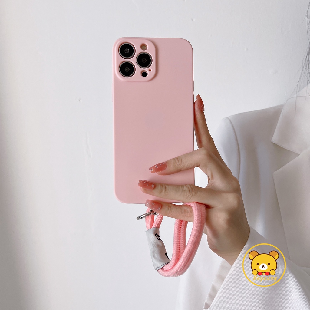 Ốp Điện Thoại Nhám Màu Macaron Có Dây Đeo Cho Samsung Galaxy J8 J6 Plus A6 + 2018 J7 J5 Pro 2017