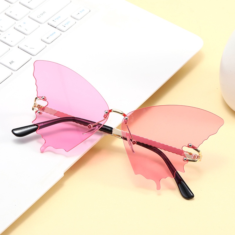 (YUZHU) Kính Mát Không Gọng Oversized Hình Bướm Nhiều Màu Sắc Phong Cách Phương Tây Thời Trang Cho Nữ
