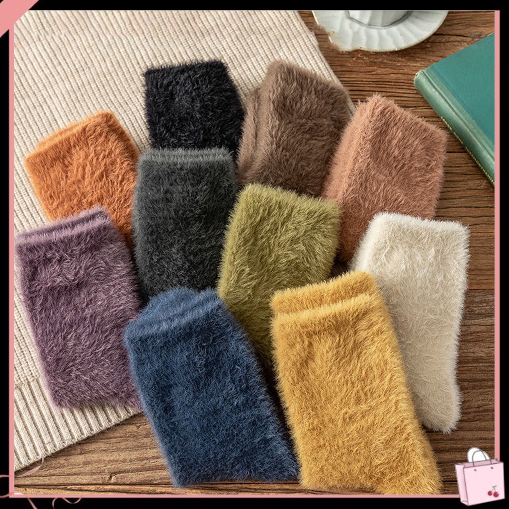 1 Đôi Tất Nhung Mềm Dày Giữ Ấm Màu Trơn Độ Co Giãn Cao Cho Nữ