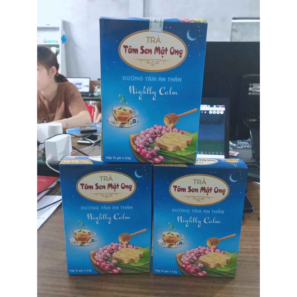 Trà tâm sen mật ong, dưỡng tâm an thần túi lọc [ Hộp 15 túi lọc ]