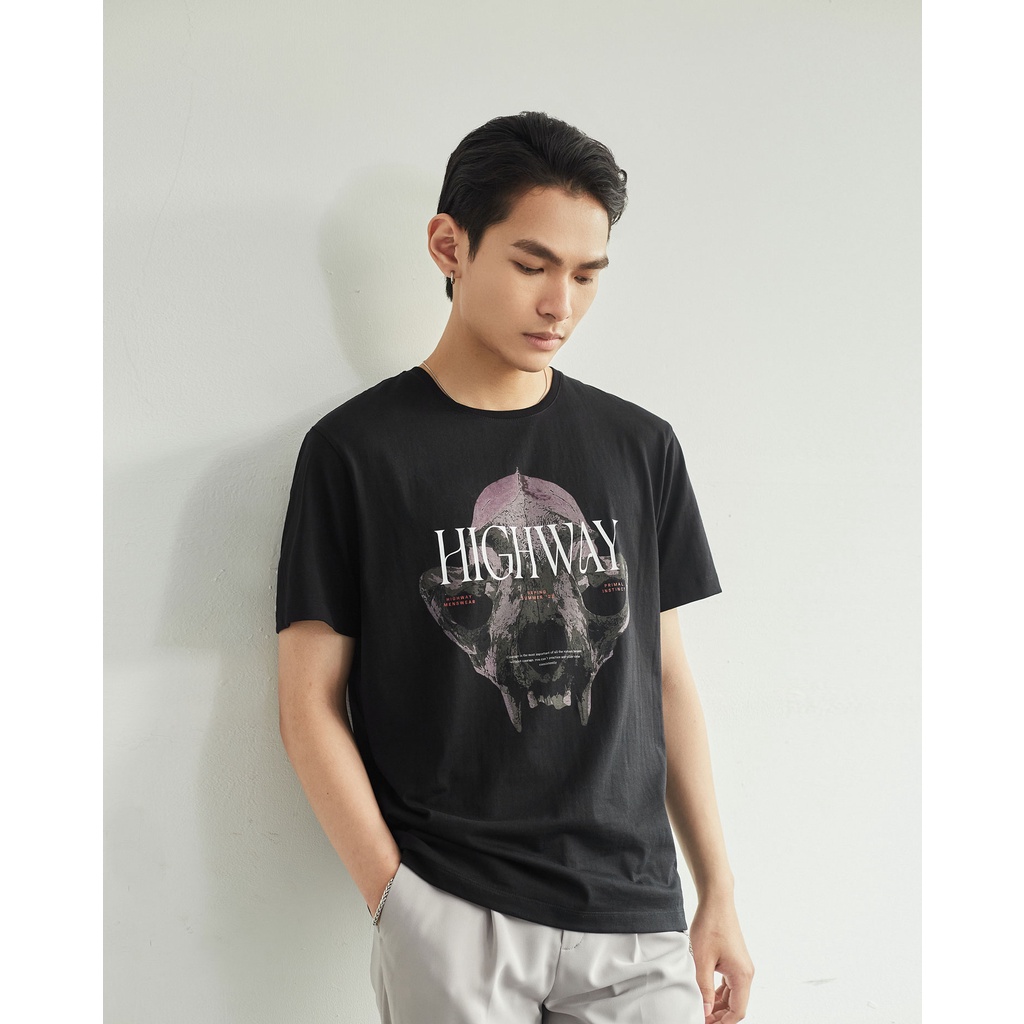 Áo phông nam cotton Highway  Primal Instinct đen