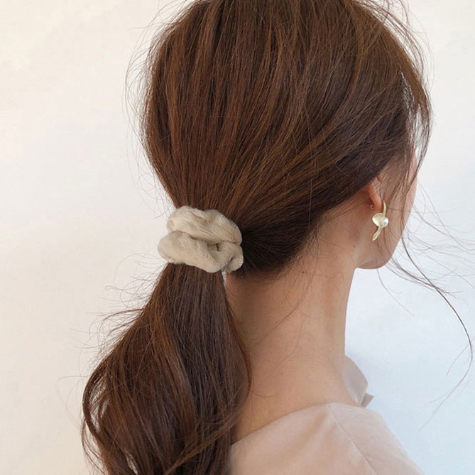 Dây Buộc Tóc Vải Lông Mềm Mại Ấm Áp Xinh Xắn Cho Nữ