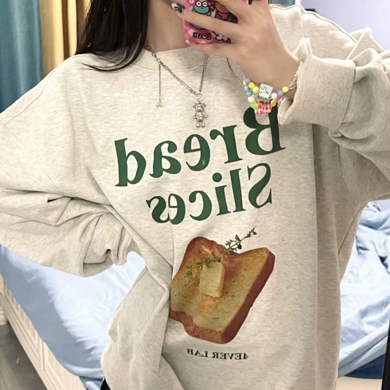 NRVP Áo thun tay dài dáng rộng in chữ phong cách Hàn Quốc 2023