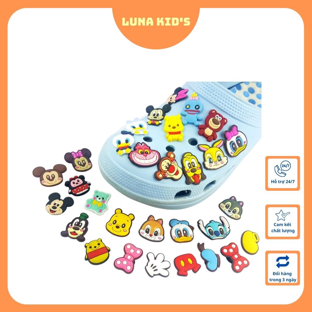 Sticker gắn dép cross sticker dán dép crocs Phụ kiện nút giày đơn giản dễ thương Luna Kid's