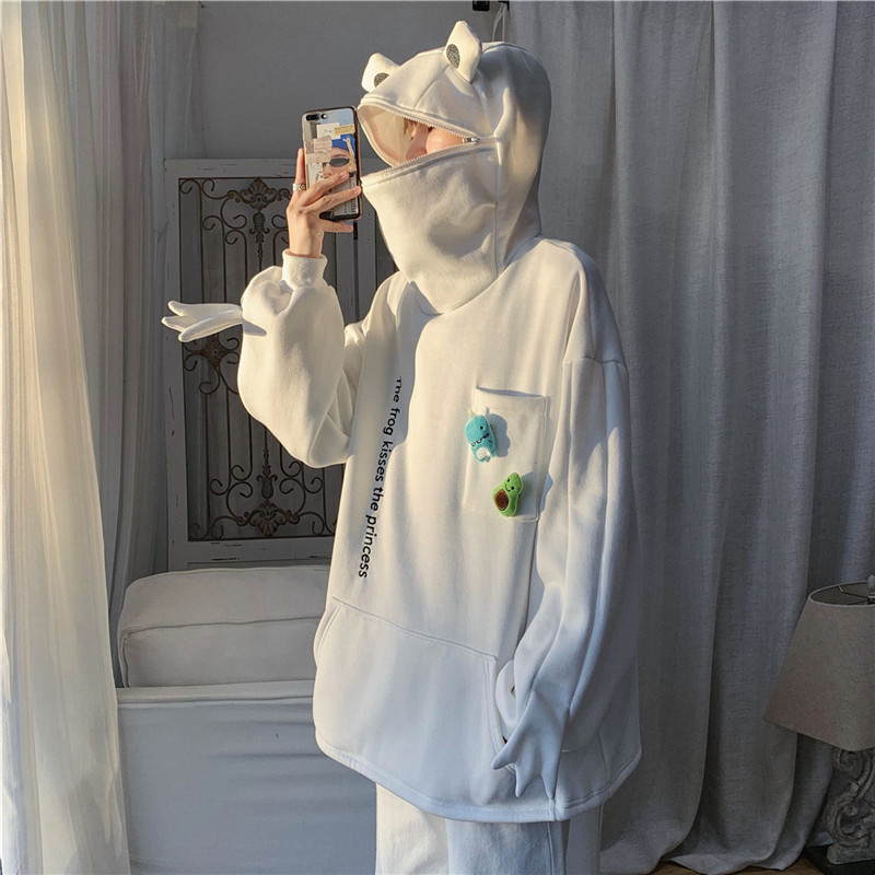 Áo Hoodie Dáng Rộng Họa Tiết Ếch Cá Thời Trang Nam Trẻ Trung #5