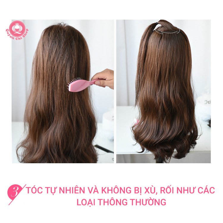 Tóc giả kẹp phồng đẹp, set 3 dải tóc xoăn đuôi dài 55cm, phù hợp cô nàng tóc mỏng, tóc ngắn