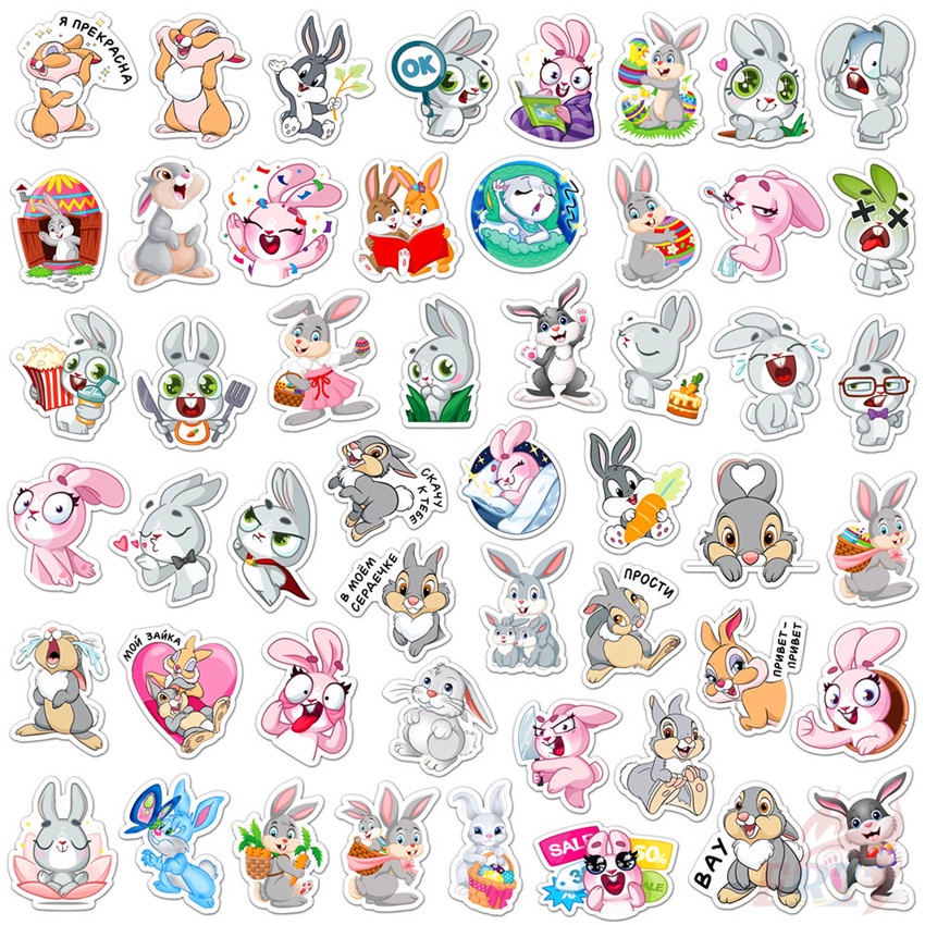 ❉ Cute Funny Rabbit Bunny Series 02 Stickers ❉ 50Pcs/Set DIY Fashion Waterproof Decals Doodle Stickers