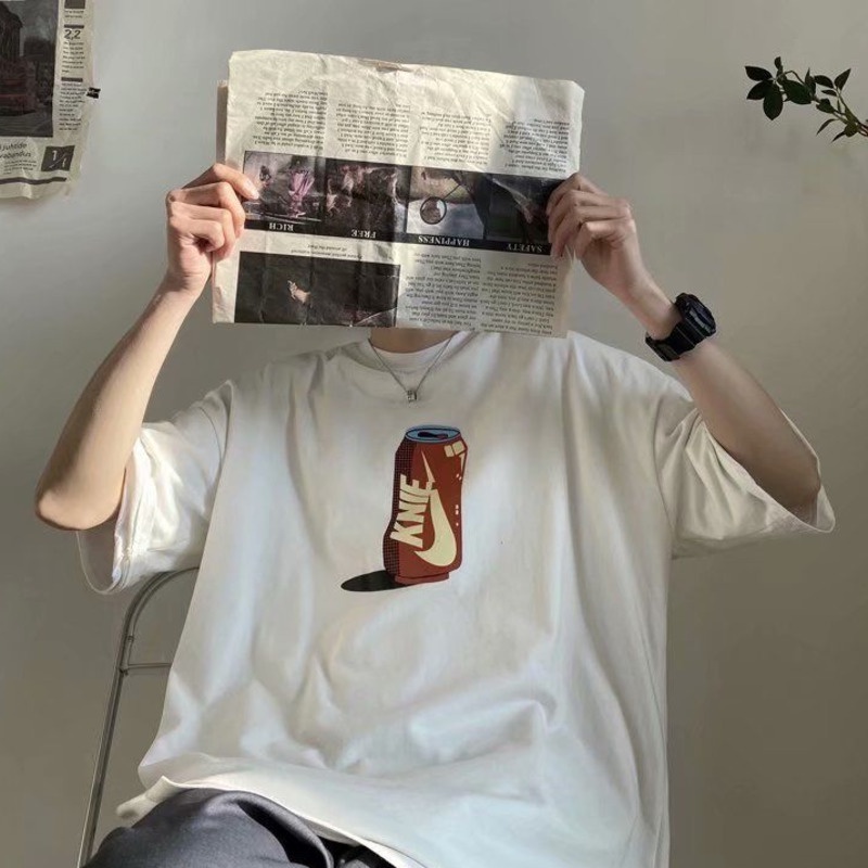 Áo thun cổ tròn dáng rộng tay lỡ in hình phong cách harajuku thời trang cá tính 19113
