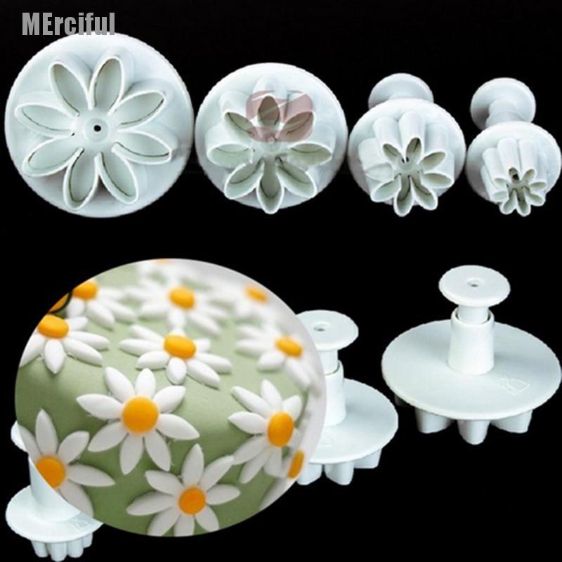 Set 4 Khuôn Cắt Tạo Hình Hoa Cúc Trang Trí Bánh