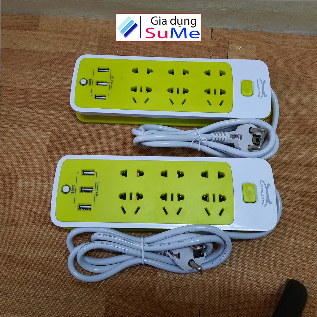 Ổ cắm điện chống giật 2 và 3 chấu có cổng sạc USB, dây dài