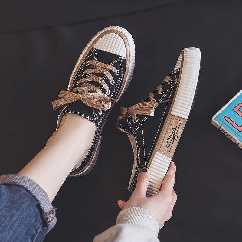 Giày thể thao vải canvas không gót 2022 dễ phối đồ hợp thời trang cho nữ