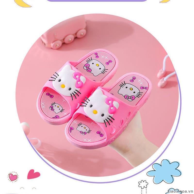 Dép Đi Trong Nhà Đế Mềm Chống Trượt Hình Mèo Hello Kitty Đáng Yêu Cho Bé Gái
