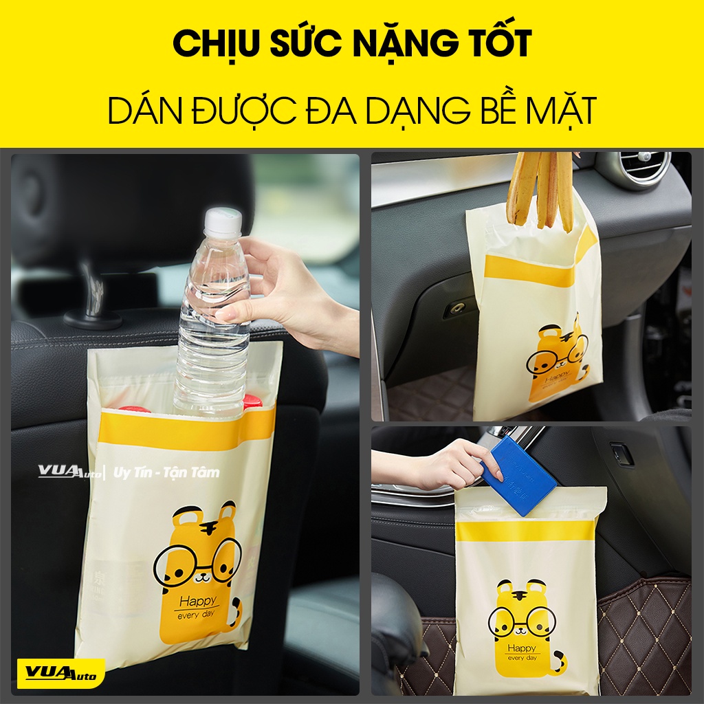 Túi đựng rác ô tô dán treo trên xe hơi bịch 15 túi size 23x31cm thẩm mỹ sạch sẽ dính chịu tải tốt chống rò nước Vuaauto