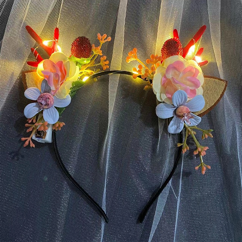 Băng Đô Cài Tóc Hình Sừng Hươu Phát Sáng Cho Bé Gái