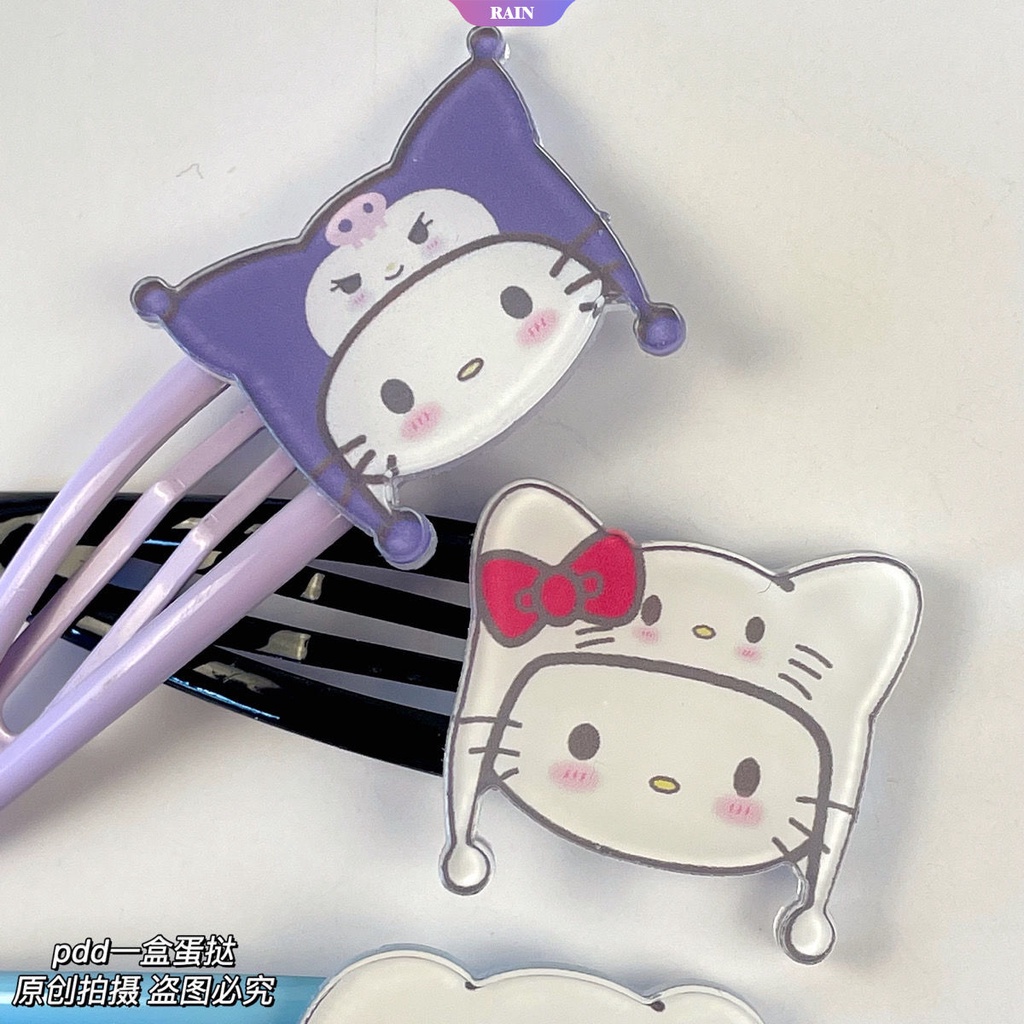 SANRIO Set 4 Kẹp Tóc Họa Tiết Kuromi/ Hello Kitty/ Melody/ Hello Kitty Đáng Yêu Dành Cho Bé Gái
