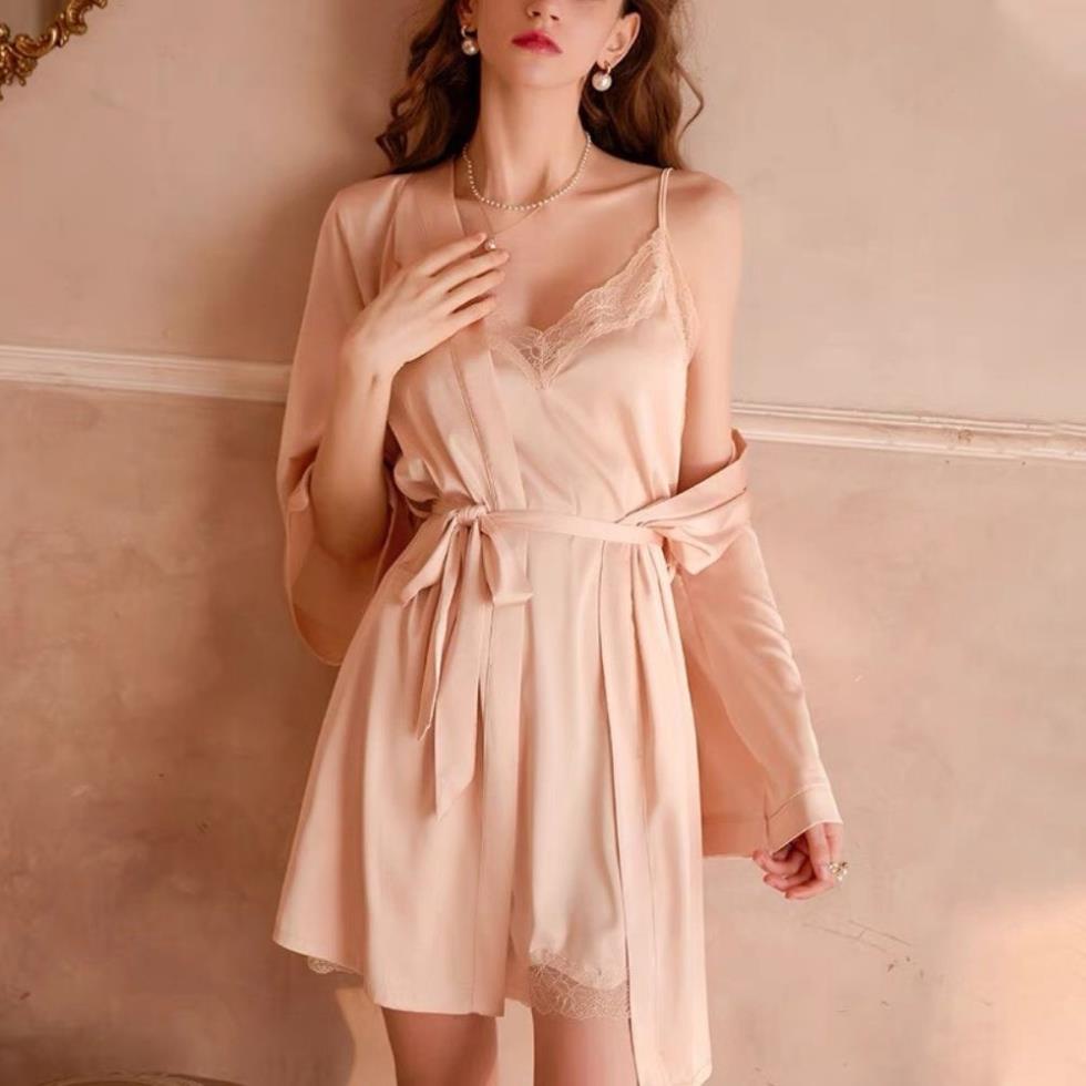 Váy ngủ lụa satin cao cấp 2 dây đầm mặc nhà sexy gợi cảm quyến rũ - SANADO