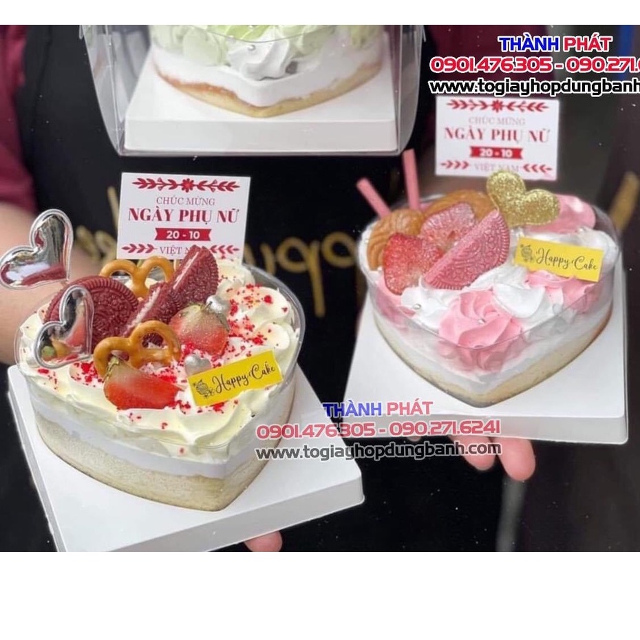 10 Hộp mica 1 trái tim 390ml đựng bánh gato , mousse, panna cotta, tiramisu làm quà tặng 8/3