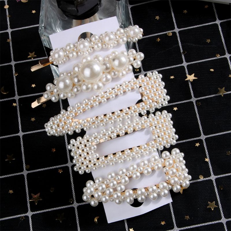 Set 10 Kẹp Tóc Đính Ngọc Trai Nhân Tạo Đơn Giản Thời Trang