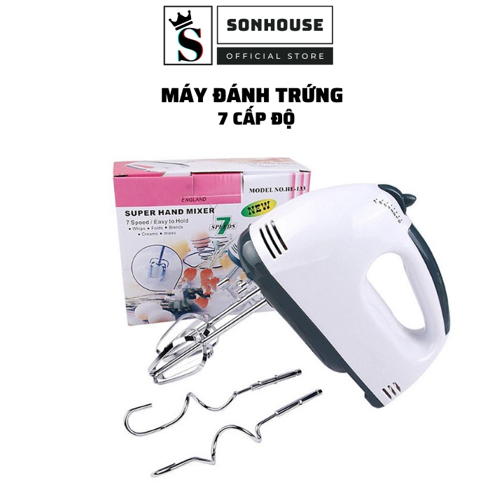 Máy đánh trứng cầm tay mini cao cấp 7 cấp độ công suất 180w chính hãng bảo hành 12 tháng