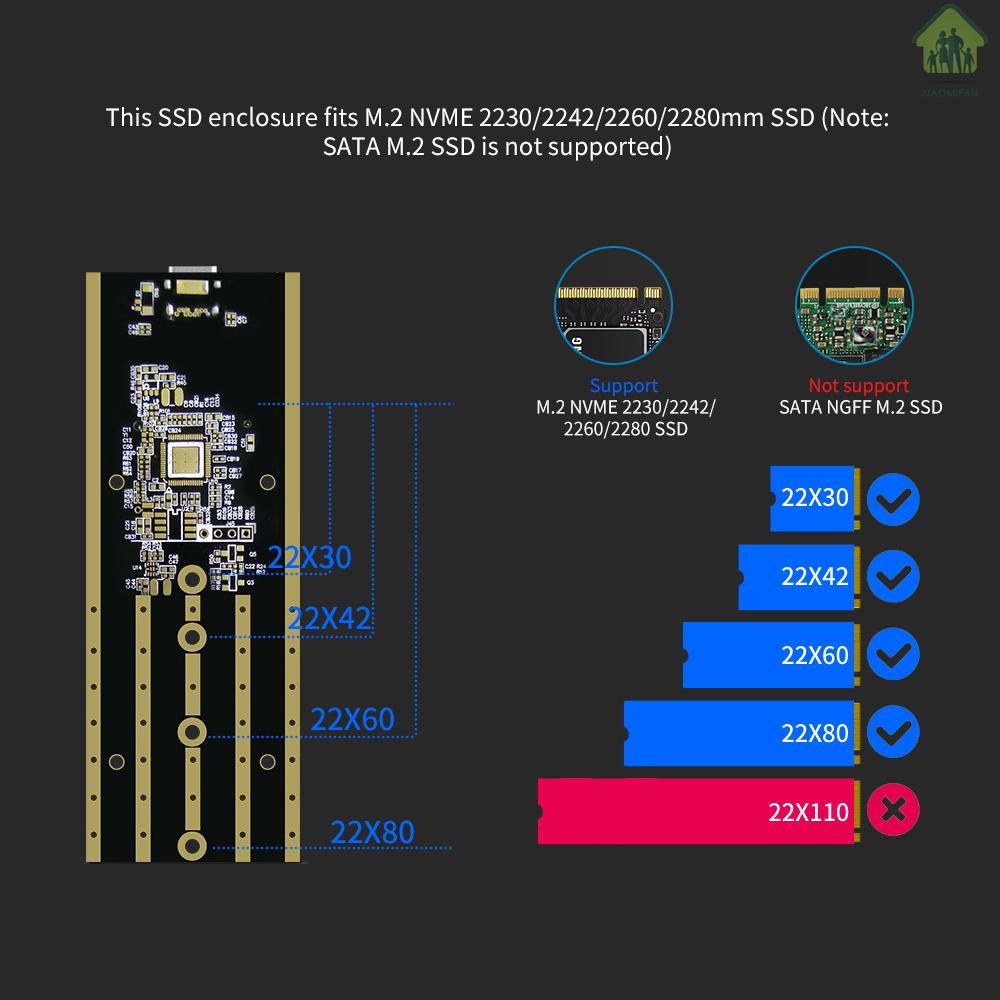 Hộp Đựng Ổ Cứng Ssd Xm M.2 Nvme Sang Type-C 10gbps Bằng Hợp Kim Nhôm Màu Xám | BigBuy360 - bigbuy360.vn