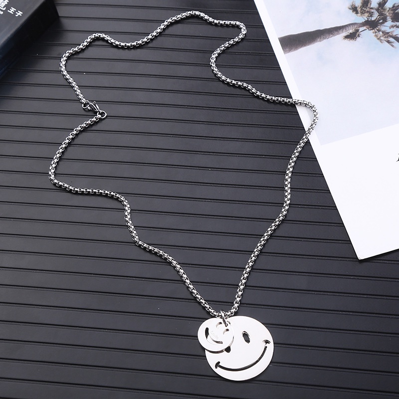 Dây chuyền Nam Bạc Đẹp Unisex Cá Tính Ngầu Thời Trang Nam Basic Smiley Chain LuciferStore Vòng Titan không gỉ Two Smiley