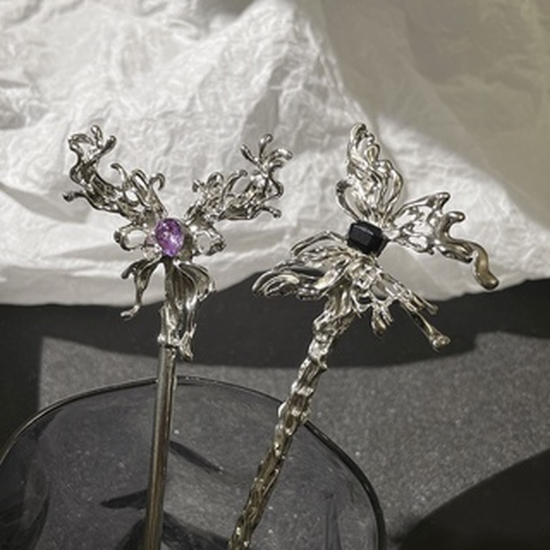 Kẹp Tóc Hình Bướm Bằng Kim Loại Dạng Lò Xo Phong Cách Trung Hoa Cổ Điển Cho Nữ