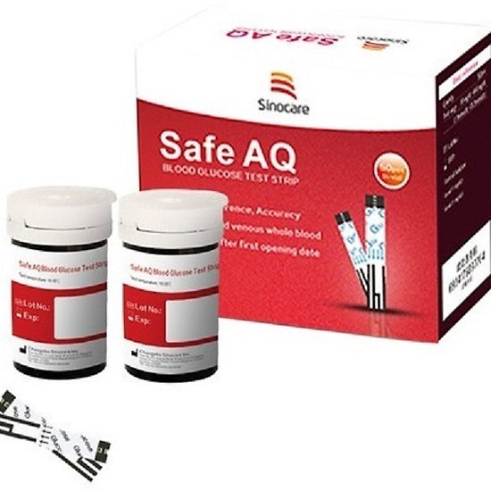 Hộp 50 que thử đường huyết Sinocare Safe AQ + Tặng 50 kim lấy máu