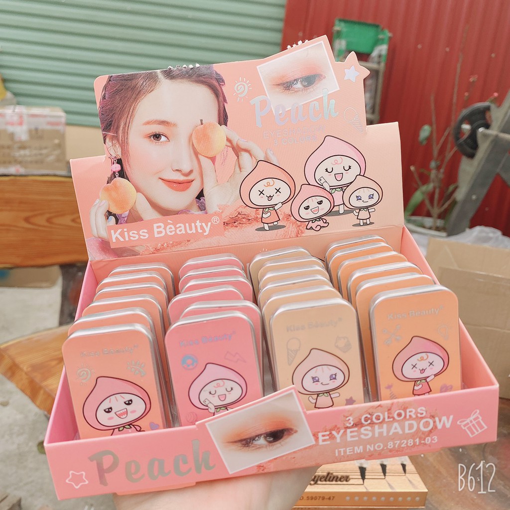 Phấn mắt mix nhũ Peach đào hộp thiếc của kissbeauty V1