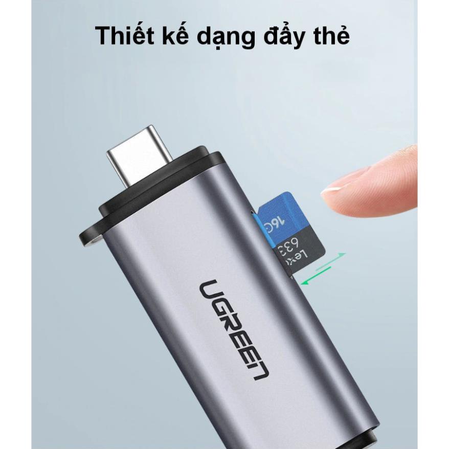 Đầu đọc thẻ UGREEN USB Type-C với 2 khe thẻ cắm SD và OTG CM184 PKCNH
