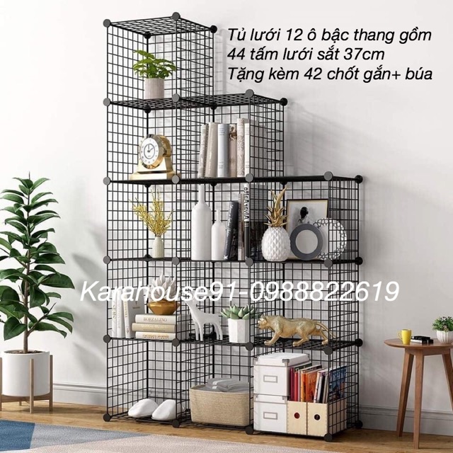 [BÁN THEO TẤM ]Tủ ghép lưới sắt thép đa năng hiện đại để sách, decor, trưng bày, trang trí mọi không gian.